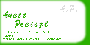 anett preiszl business card